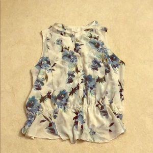 Sleeveless blue floral top